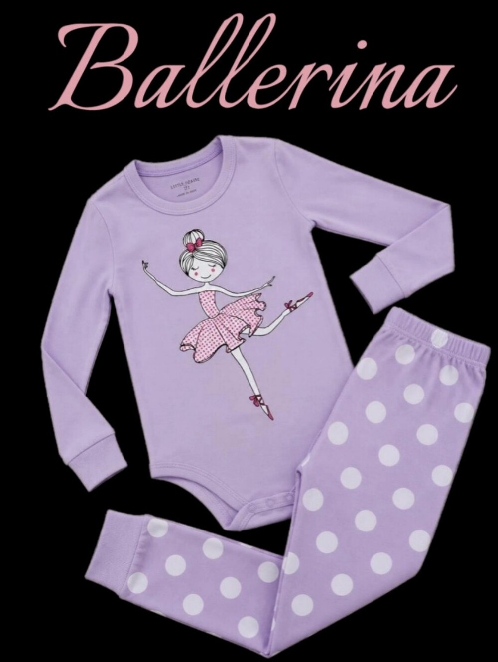 New 2pc lilac ballerina pajama set Girls size 6